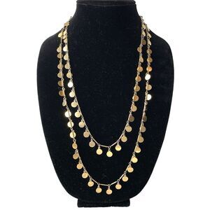 Vintage Vendôme Gold Tone Long Layering Necklace 52 Inch Coin Disc